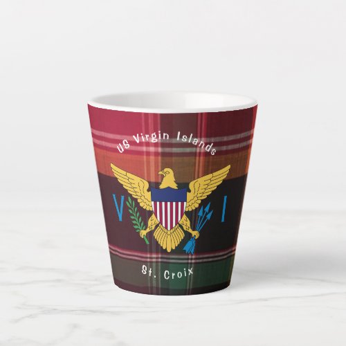 US Virgin Islands Flag St Croix USVI Madras Latte Mug