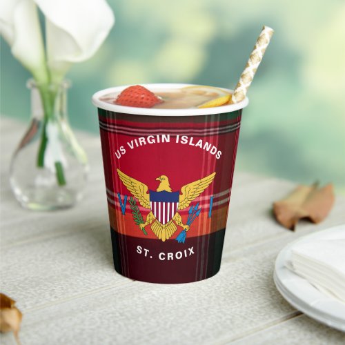 US Virgin Islands Flag St Croix USVI Madras  Paper Cups