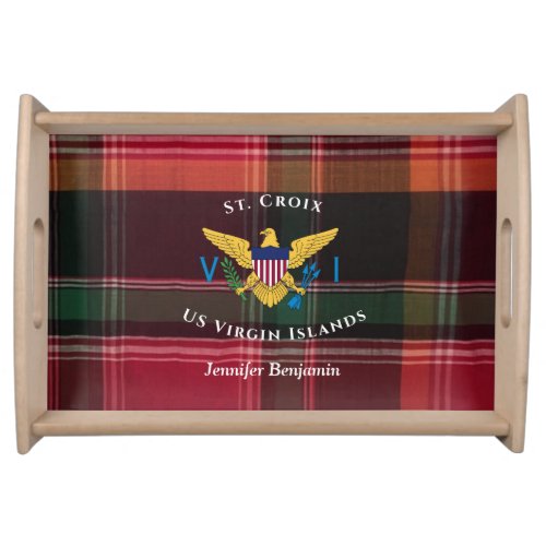 US Virgin Islands Flag St Croix USVI Madras  Serving Tray