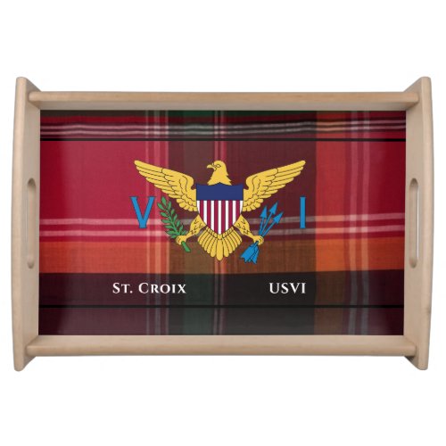 US Virgin Islands Flag St Croix USVI Madras   Serving Tray