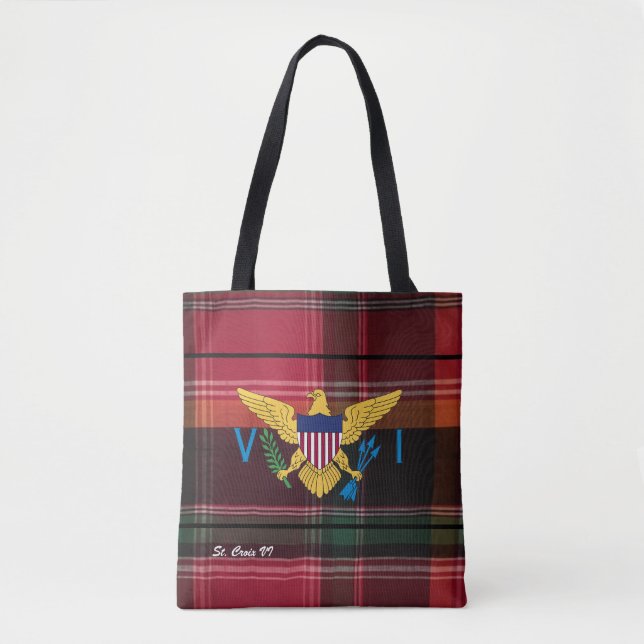US Virgin Islands Flag St. Croix USVI Madras  Tote Bag (Front)