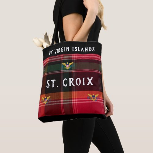 US Virgin Islands Flag St Croix USVI Madras Tote Bag