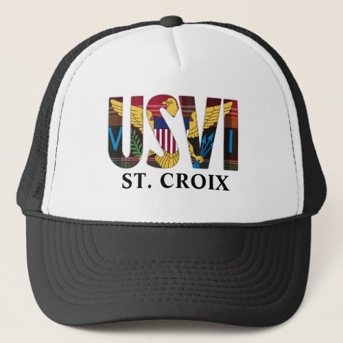 US Virgin Islands Flag St Croix USVI Madras Trucker Hat