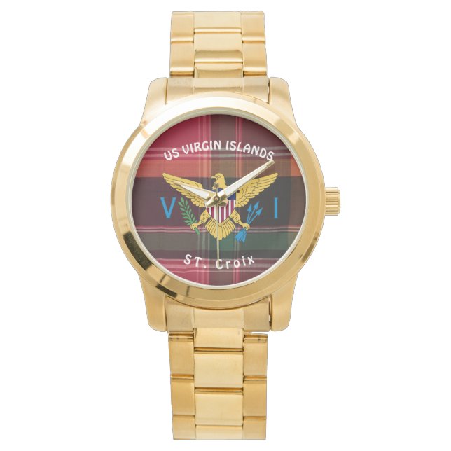 US Virgin Islands Flag St. Croix USVI Madras Watch (Front)
