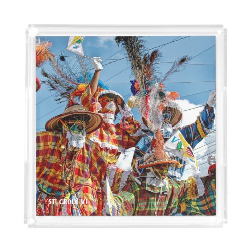 US Virgin Islands Flag St Croix USVI Moko Jumbies Acrylic Tray