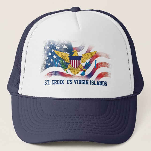US Virgin Islands Flag St. Croix USVI Patriotic  Trucker Hat (Front)
