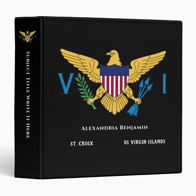 US Virgin Islands Flag St. Croix USVI Personalize  3 Ring Binder (Front/Spine)