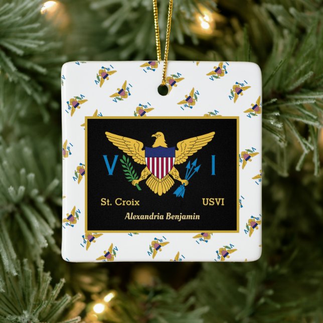 US Virgin Islands Flag St. Croix USVI Personalize Ceramic Ornament (Tree)
