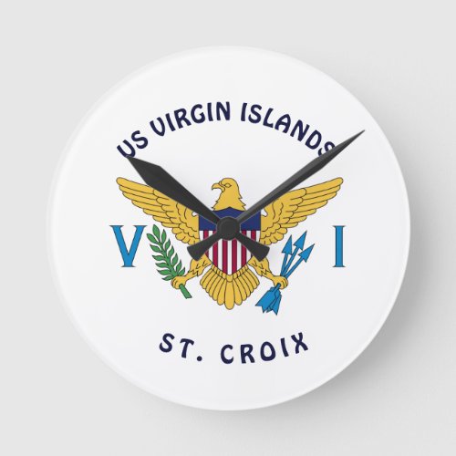 US Virgin Islands Flag St Croix USVI Round Clock