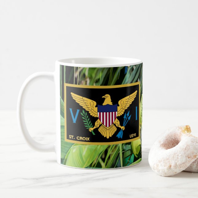US Virgin Islands Flag St. Croix USVI Tropical Coffee Mug (With Donut)