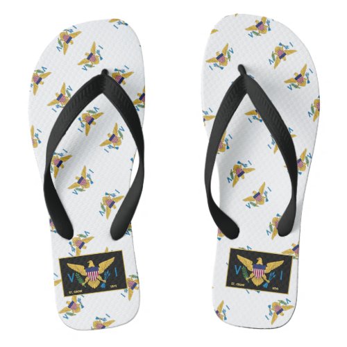 US Virgin Islands Flag St Croix USVI Tropical  Flip Flops