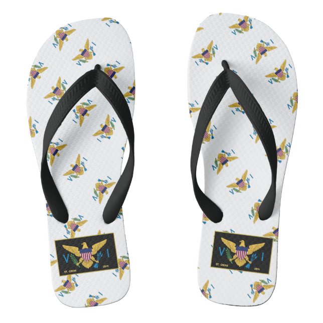 US Virgin Islands Flag St. Croix USVI Tropical  Flip Flops (Footbed)