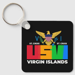 US Virgin Islands Flag St. Croix USVI Tropical   Keychain