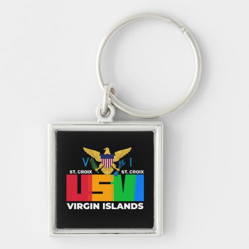 US Virgin Islands Flag St Croix USVI Tropical   Keychain