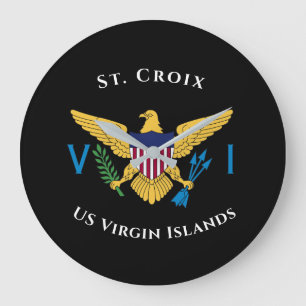 US Virgin Islands Flag St. Croix USVI Tropical   Large Clock