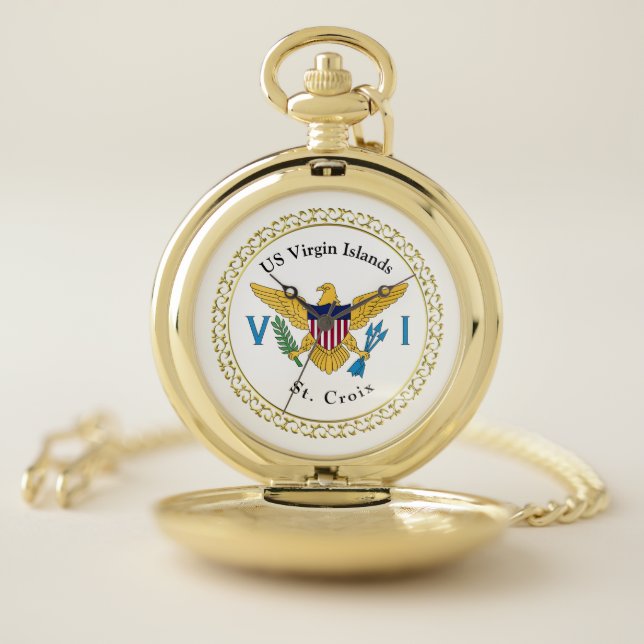 US Virgin Islands Flag St. Croix USVI Tropical  Pocket Watch (Inside)