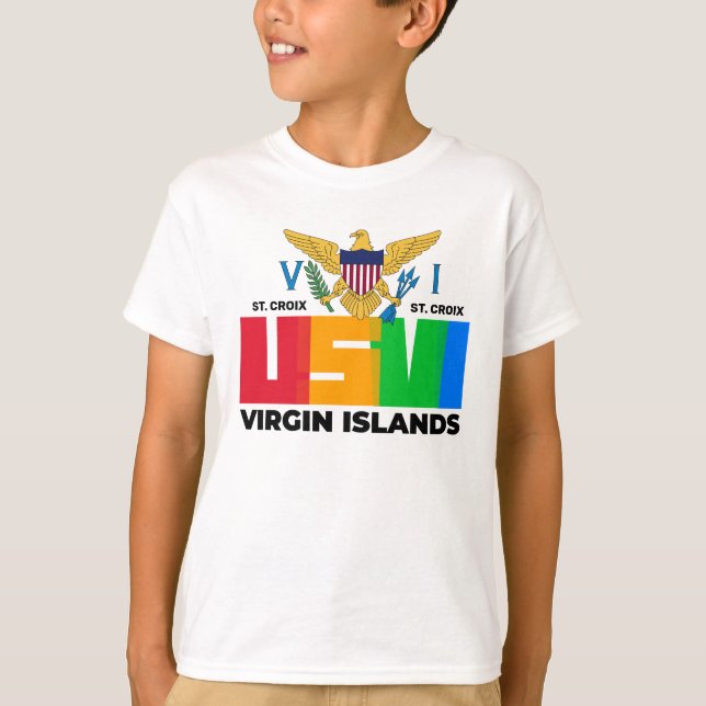 US Virgin Islands Flag St. Croix USVI Tropical  T-Shirt (Front)
