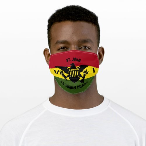 US Virgin Islands Flag St John Red Yellow Green Adult Cloth Face Mask