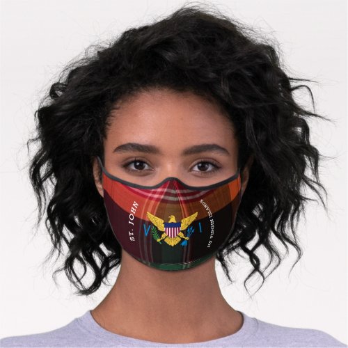 US Virgin Islands Flag St John USVI Madras Custom Premium Face Mask