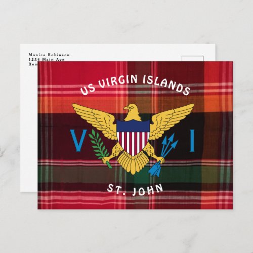 US Virgin Islands Flag St John USVI Madras Postcard