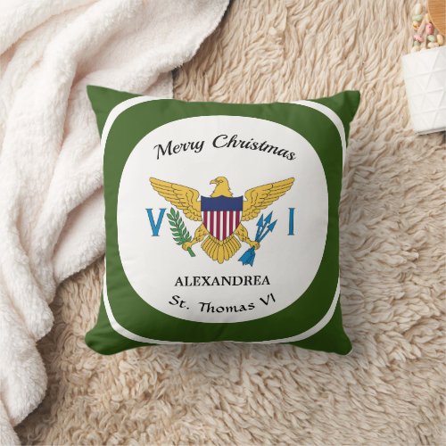 US Virgin Islands Flag St Thomas Christmas Custom Throw Pillow