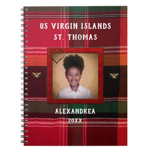 US Virgin Islands Flag St Thomas Madras Custom  Notebook