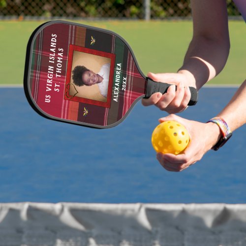 US Virgin Islands Flag St Thomas Madras Custom  Pickleball Paddle