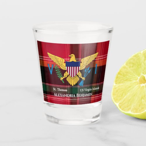 US Virgin Islands Flag St Thomas Madras Custom  Shot Glass