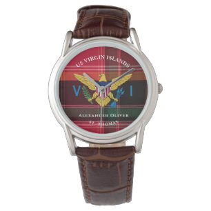 US Virgin Islands Flag St. Thomas Madras Custom Watch