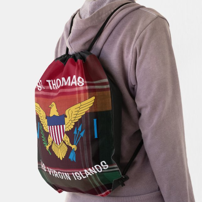 US Virgin Islands Flag St. Thomas Madras USVI  Drawstring Bag (Insitu)