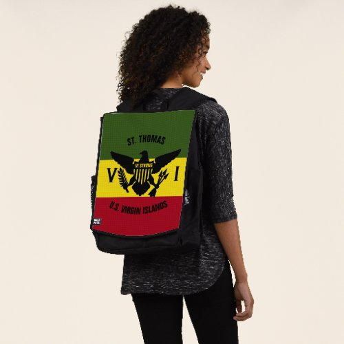 US Virgin Islands Flag St Thomas Red Yellow Green Backpack