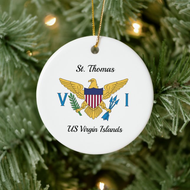 US Virgin Islands Flag St. Thomas USVI Christmas  Ceramic Ornament (Tree)