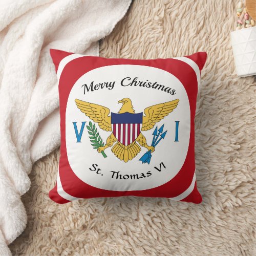 US Virgin Islands Flag St Thomas USVI Christmas   Throw Pillow