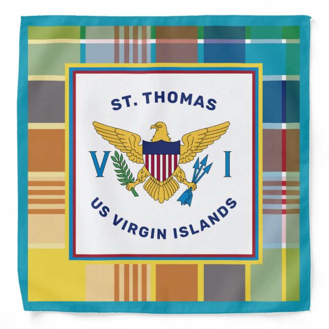 US Virgin Islands Flag St. Thomas USVI Madras Bandana (Front)