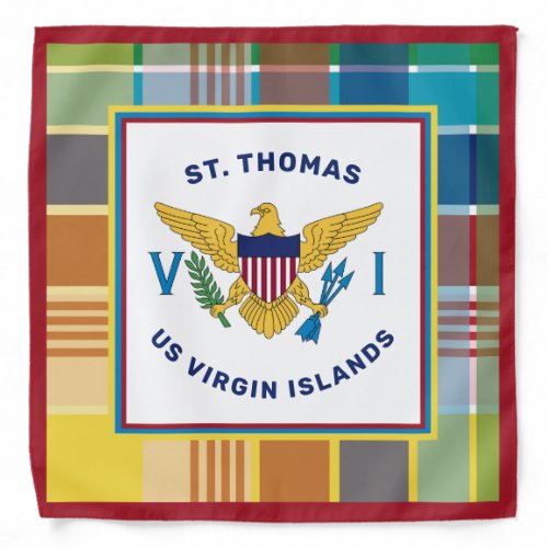 US Virgin Islands Flag St Thomas USVI Madras Bandana