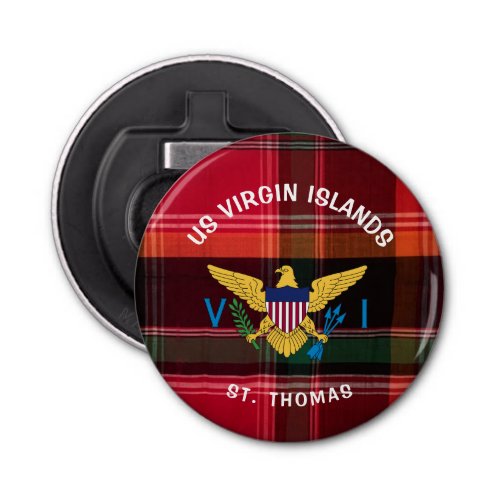 US Virgin Islands Flag St Thomas USVI Madras Bottle Opener