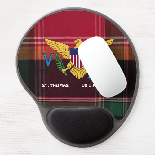 US Virgin Islands Flag St Thomas USVI Madras Gel Mouse Pad