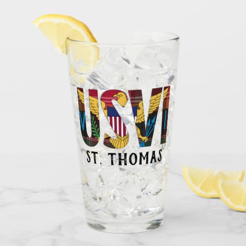 US Virgin Islands Flag St Thomas USVI Madras   Glass