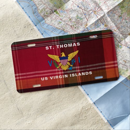 US Virgin Islands Flag St Thomas USVI Madras License Plate