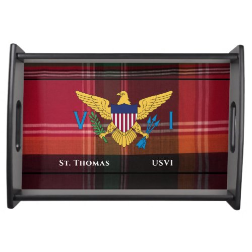 US Virgin Islands Flag St Thomas USVI Madras  Serving Tray