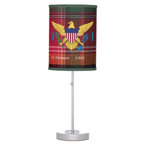 US Virgin Islands Flag St Thomas USVI Madras   Table Lamp