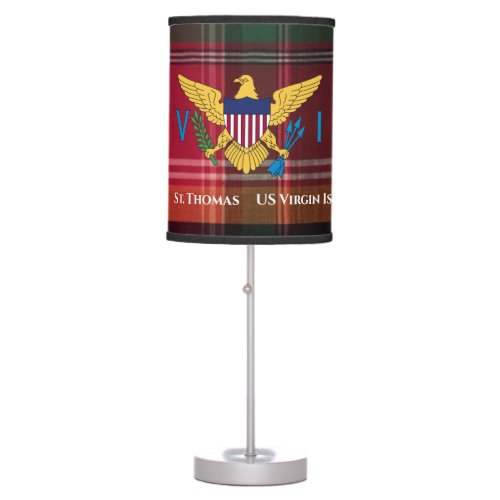 US Virgin Islands Flag St Thomas USVI Madras   Table Lamp