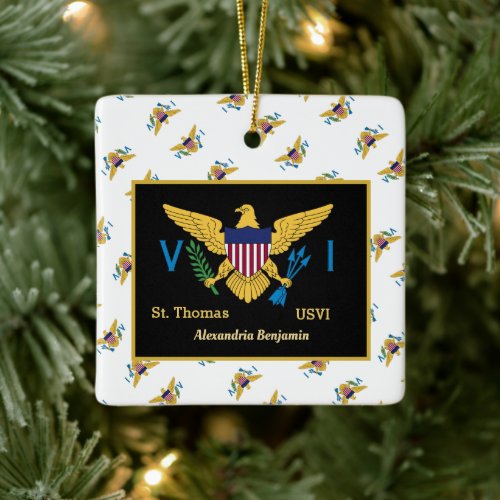 US Virgin Islands Flag St Thomas USVI Personalize Ceramic Ornament