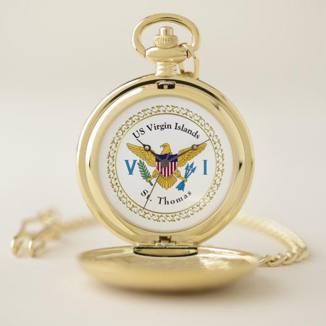 US Virgin Islands Flag St. Thomas USVI  Pocket Watch (Inside)