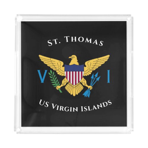 US Virgin Islands Flag St Thomas USVI Tropical Acrylic Tray