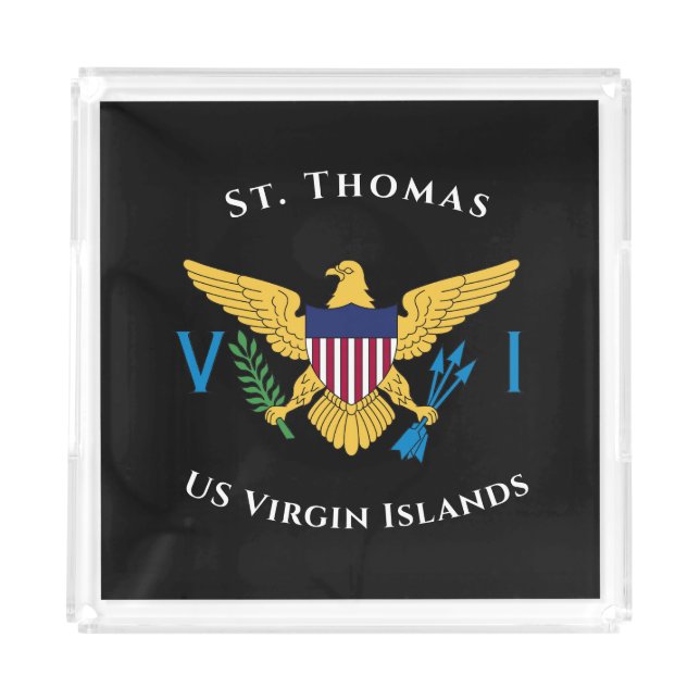 US Virgin Islands Flag St. Thomas USVI Tropical Acrylic Tray (Front)
