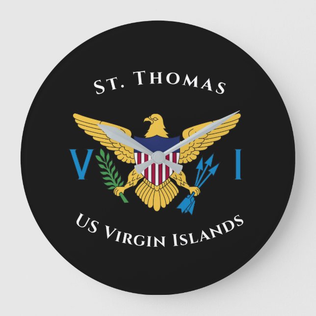 US Virgin Islands Flag St. Thomas USVI Tropical  Large Clock (Front)