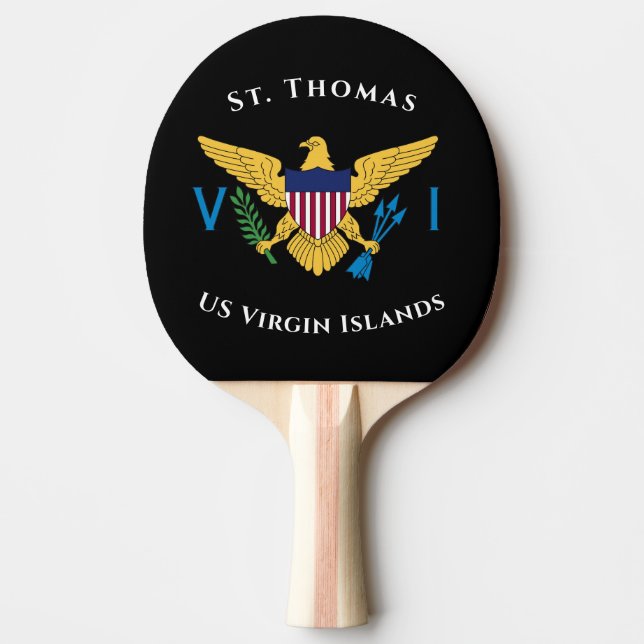 US Virgin Islands Flag St. Thomas USVI Tropical Ping Pong Paddle (Front)