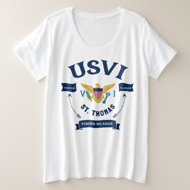 US Virgin Islands Flag St. Thomas USVI Tropical Plus Size T-Shirt (Design Front)