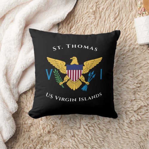US Virgin Islands Flag St Thomas USVI Tropical  Throw Pillow